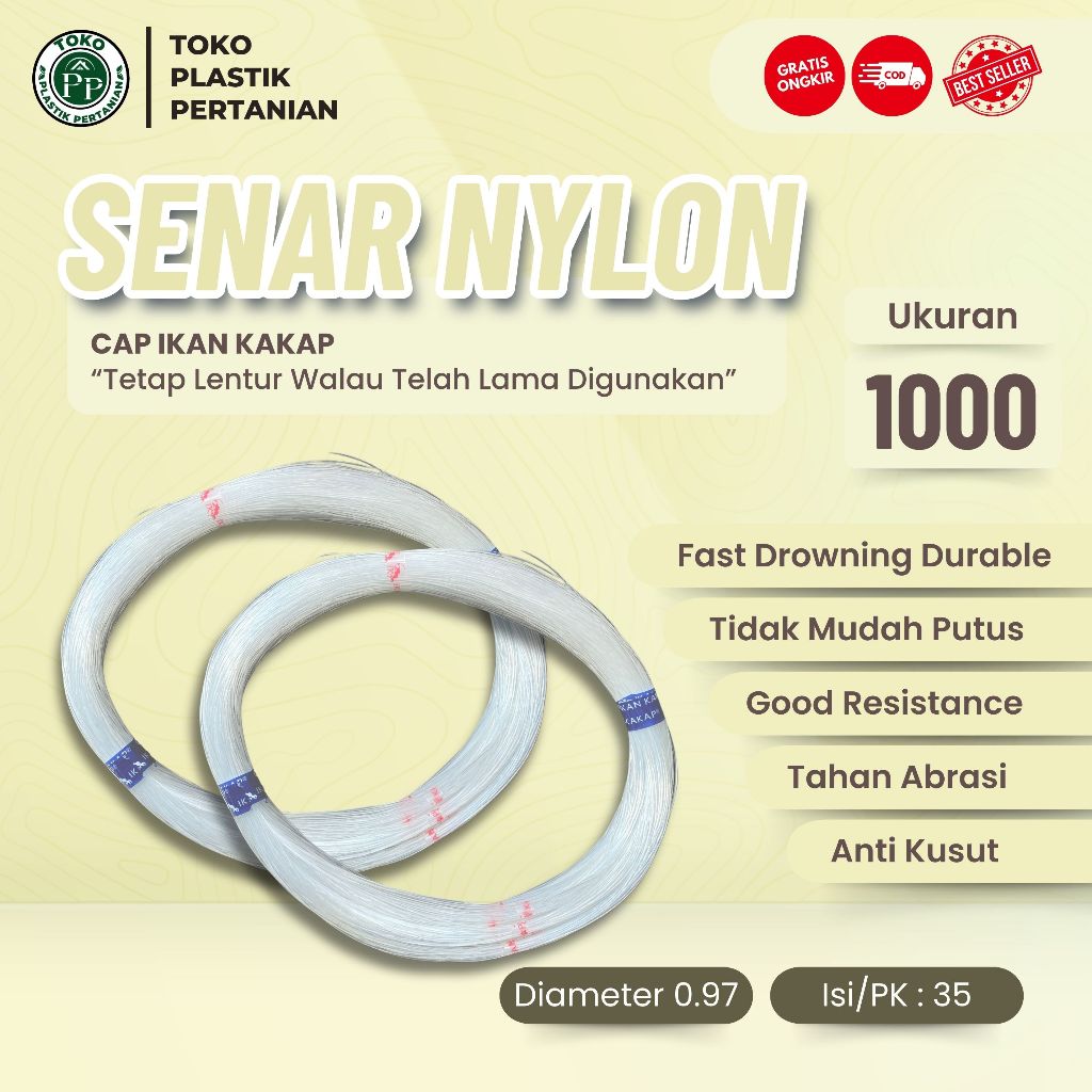 Senar Cap Ikan Kakap  Ukuran 1000 (70)  per Roll /Tali Senar Pancing / Senar Layangan