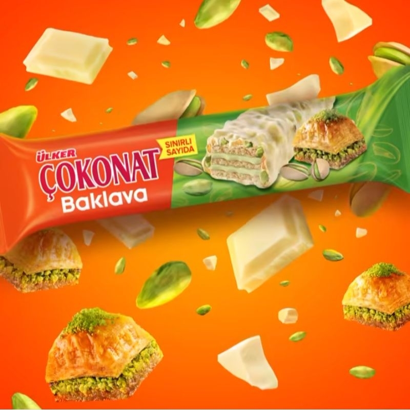 

Wafer Coklat Putih Rasa Baklava / Wafer Coklat Baklava Turki