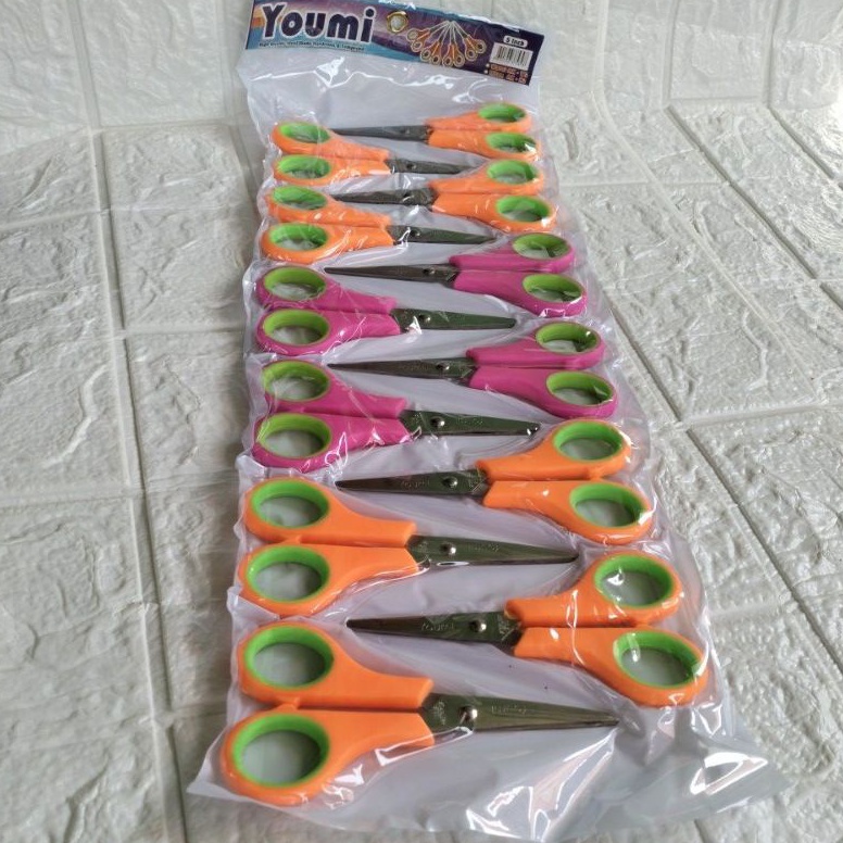 

12pcs Gunting Renteng Renceng Kertas Warna Kecil Tajam Kuat KokohSCISSORS Alat Pemotong KODE H1Y4