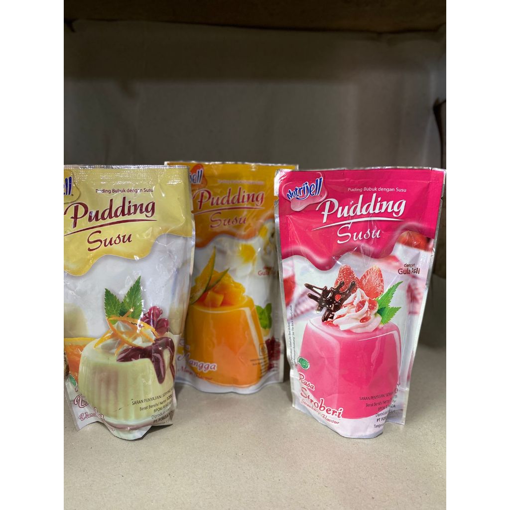 

Nutrijell Puding Susu Rasa Mangga, Vanilla, Coklat, Stroberi Enak