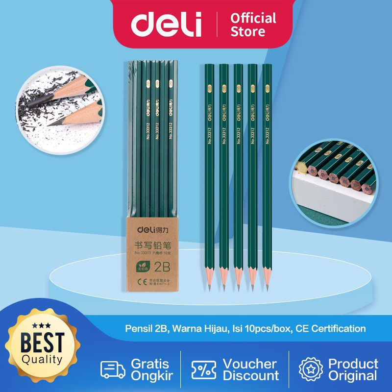 

Deli Pensil Kayu 2B 10pcs / Box 33312