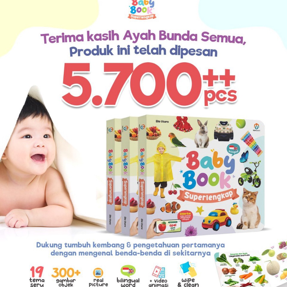 KODE L36D buku soft Baby Book Superlengkap super lengkap sensory newborn journal english series anak