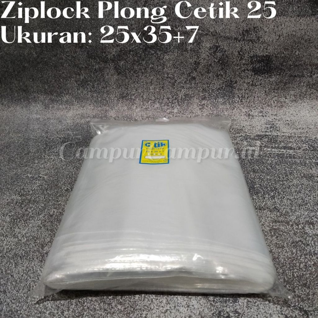 Plastik Ziplock Bening Plong 25x35+7 isi 100 Plastik Packing Baju Sepatu Plastik Klip plong Besar