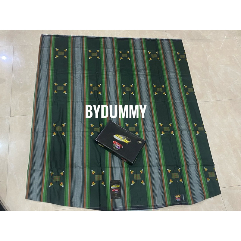 Sarung atlas super special motif songket kombinasi kembang timbul atlas premium warna hijau kombinas