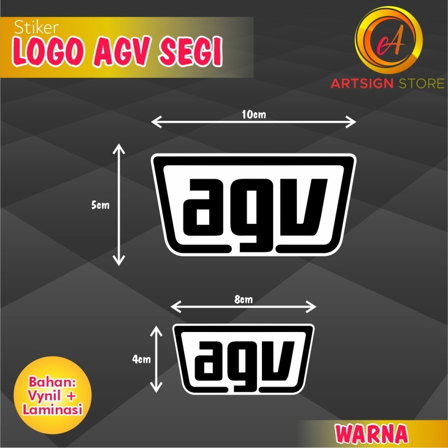 Stiker Logo AGV Baru / Sticker AGV Persegi / Stiker Helm / Stiker AGV