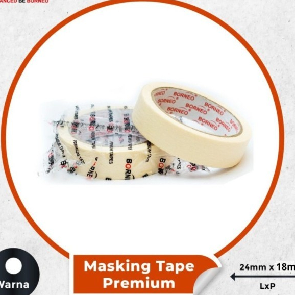 

TBMO MASKING TAPE PREMIUM 12MMX21M BORNEO MSTB0005 (288ROL)