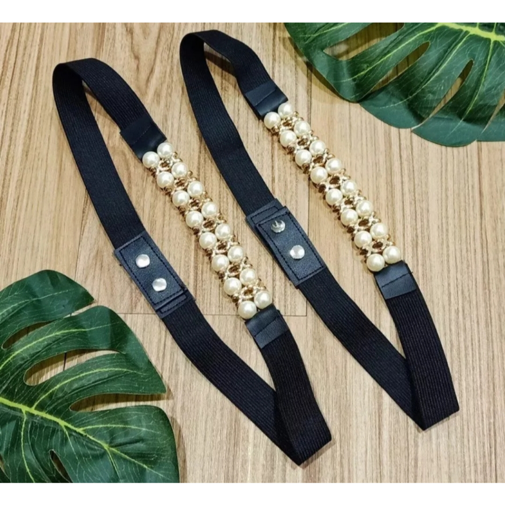 ikat pinggang karet mutiara fashion belt korea belt elastis