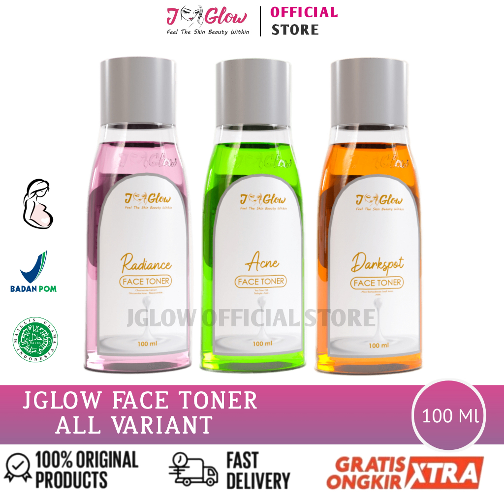Jglow Toner Wajah 100ml – Mencerahkan Kulit, Hilangkan Flek Hitam & Atasi Jerawat | BPOM Resmi