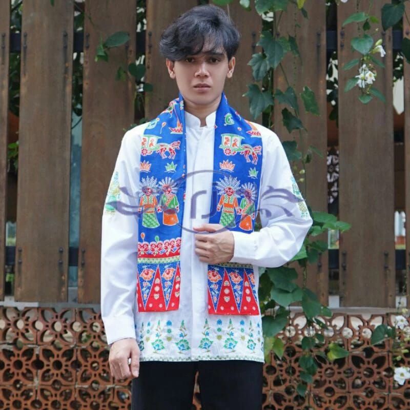 Cukin pria motif ondel ondel // syal pria Betawi // syal kebaya adat betawi