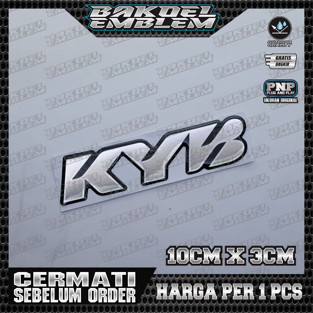 emblem timbul Kyb shock depan / emblem kyb suspension / sticker skok kyb / KYB SILVER