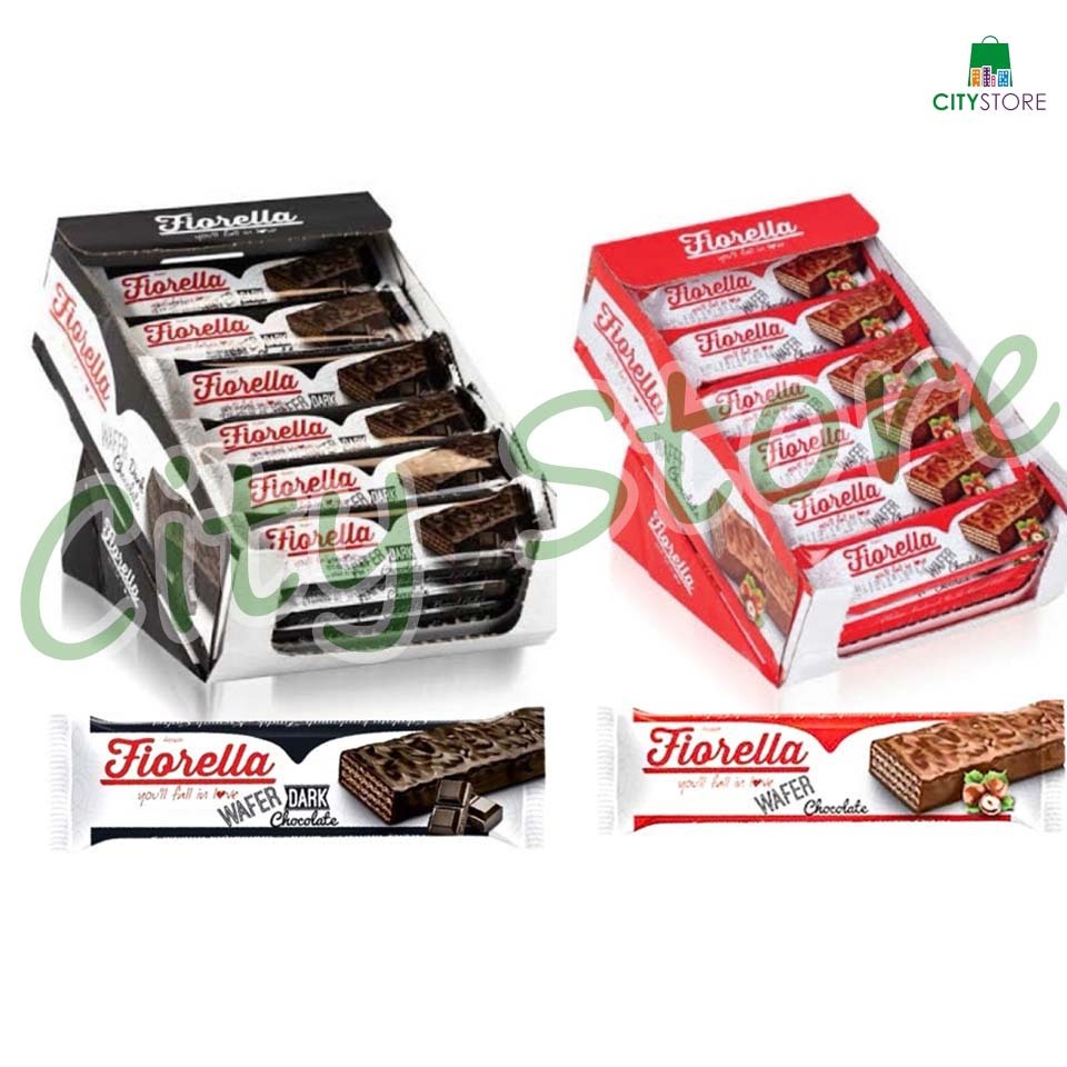 

Fiorella Chocolate Wafer Turki 40g*24pcs Coklat Wafer Turki - Fiorella Coklat Wafer Dark Chocolate Bitter - Fiorella Coklat Wafer Hazelnut - Wafer Salut Coklat dengan Krim Cokelat