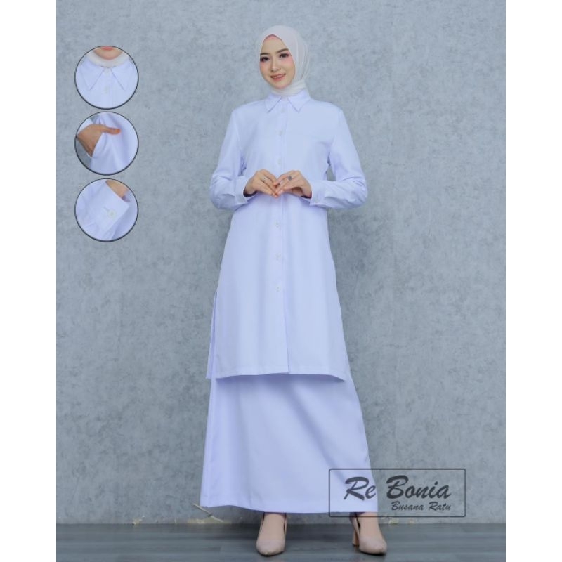 BEST SELLER SERAGAM PUTIH TUNIK ROK A NON PURING RE BONIA BAJU DINAS PEMDA