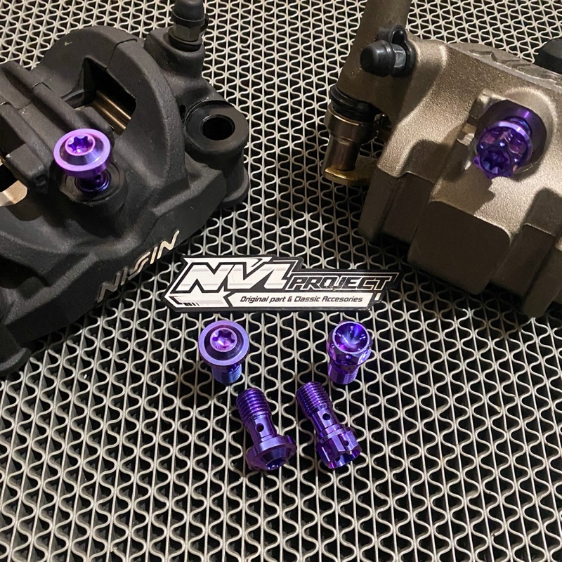 Baut selang rem kaliper & master rem Titanium Gr5 ( RCB, Brembo, nissin samurai, Tokico Dll