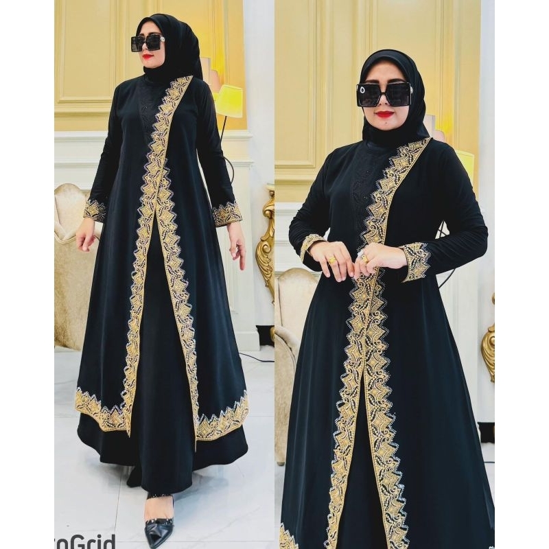 Gamis abaya jersey super mix ceruty / abaya turkey / gamis abaya turkey / gamis abaya turkey hitam m