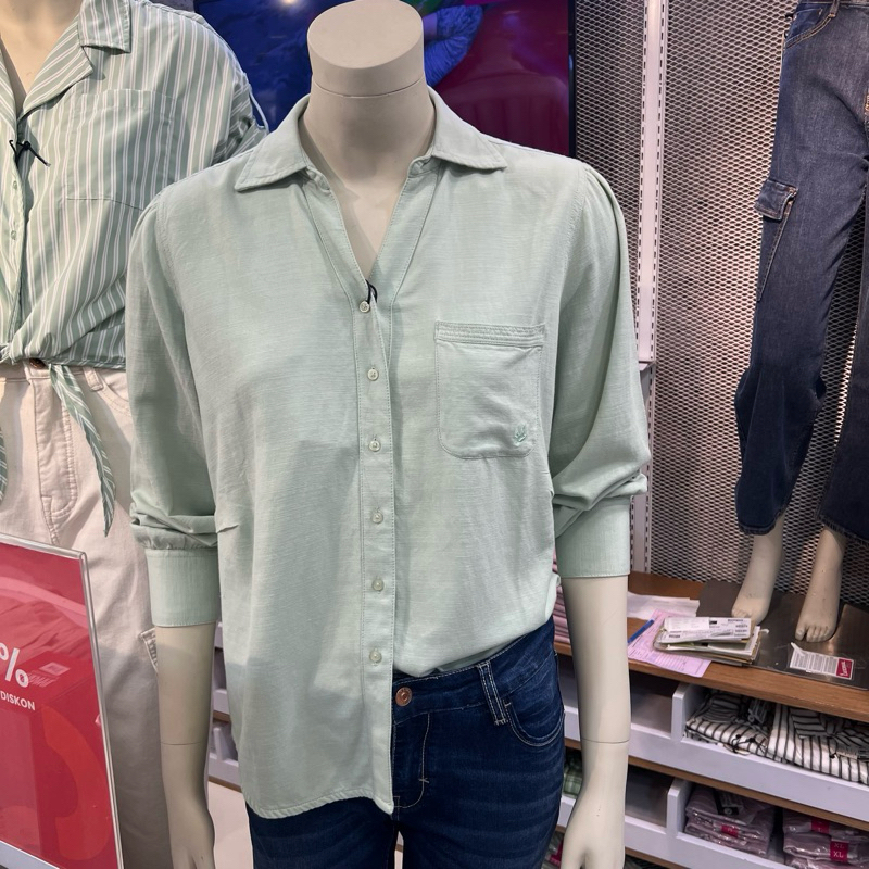 Cardinal girls kemeja wanita polos warna sage green S-2XL