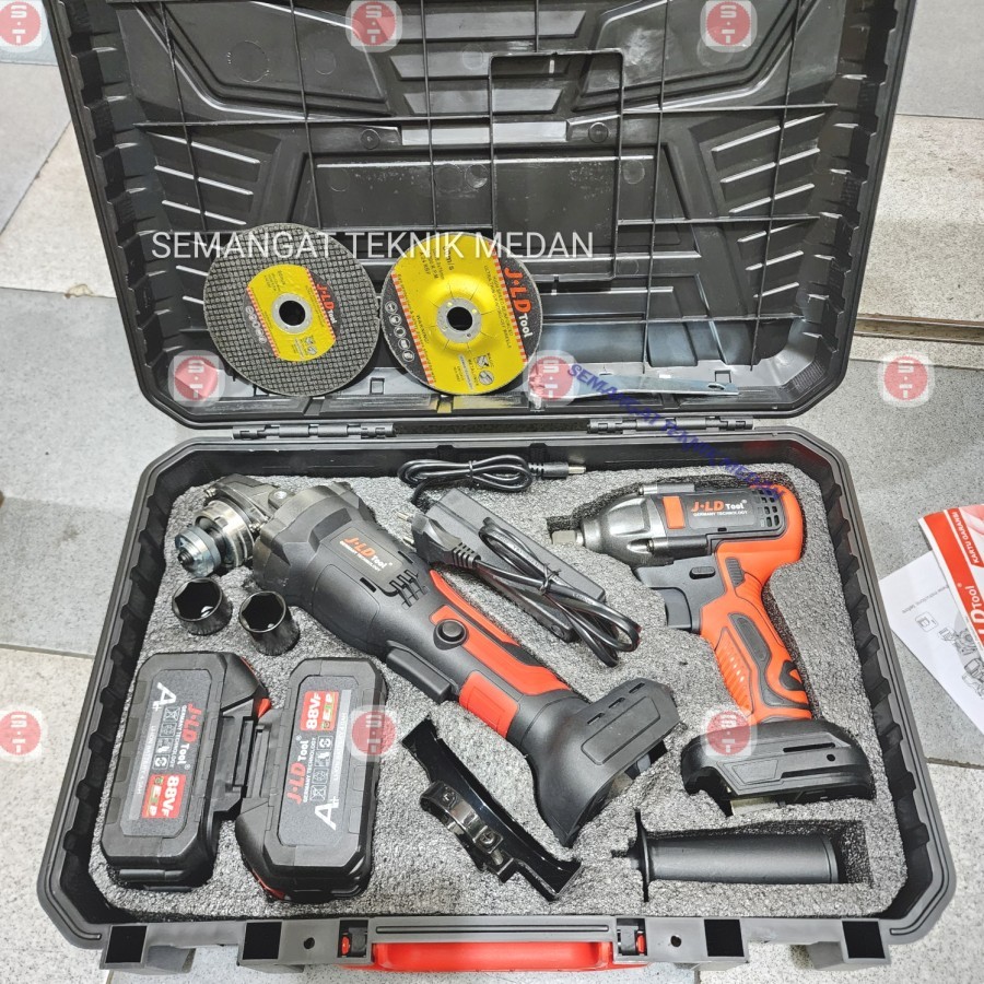 PAKET CORDLESS BOR BATERAI IMPACT WRENCH 1/2" JV88 GERINDA M10-48V JLD