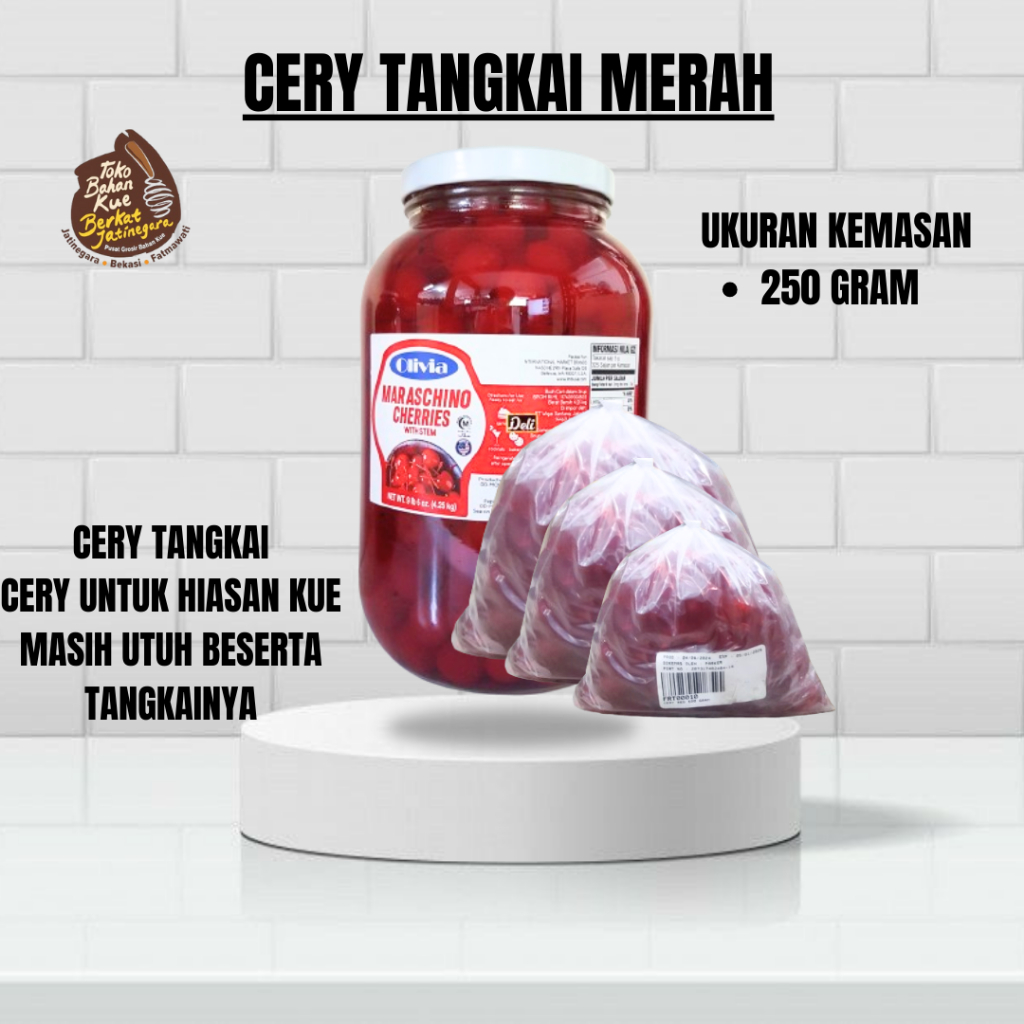 

TOPPING CAKE CERY TANGKAI MERAH / CERY HIASAN KUE / CERY MERAH REPACK 250 GRAM