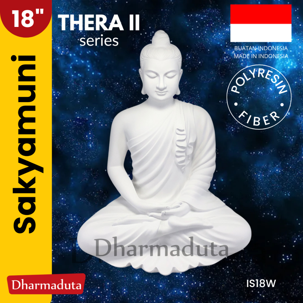 Thera Sakyamuni Gandhara White 18in/11in Rupang Patung Rupang Buddha Theravada Putih 46cm/28cm