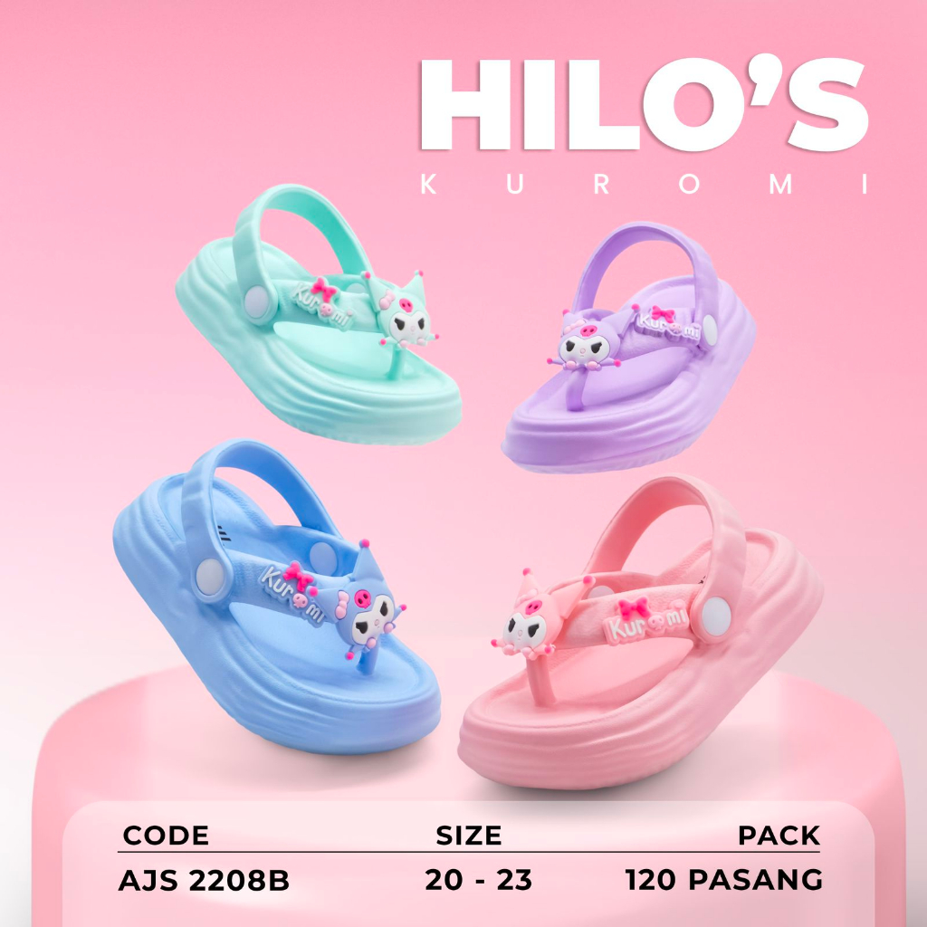 Sandal Jepit Anak Perempuan Motif Kuromi Jelly Lucu Size 20-23