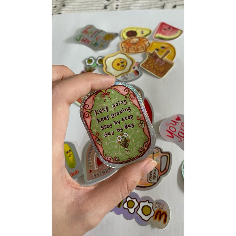 

glittery hologram sticker diecut