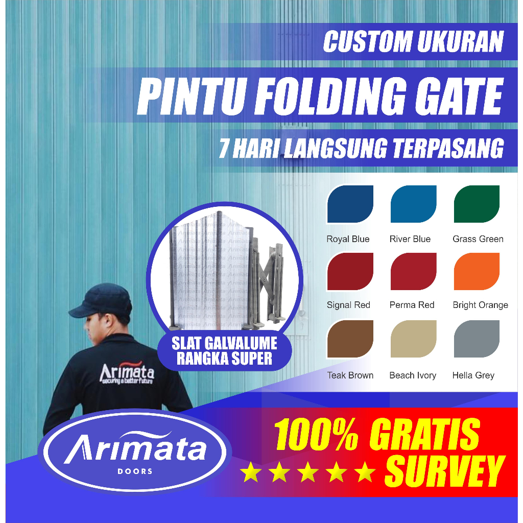 Pintu Folding Gate Galvalum Rangka Super