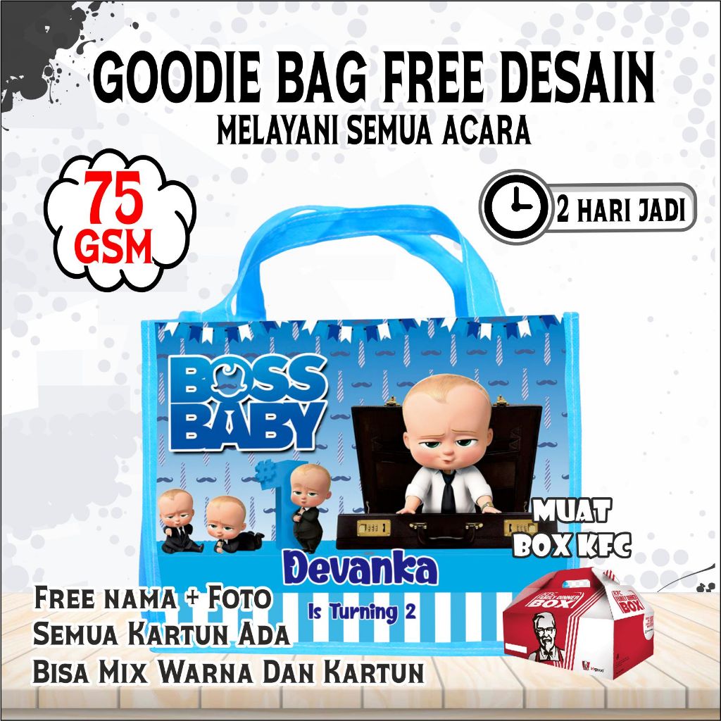 

GOODIE BAG BOSS BABY/SOVENIR ULTAH ANAK/TAS JINJING PRAKTIS DAN NGGAK RIBET