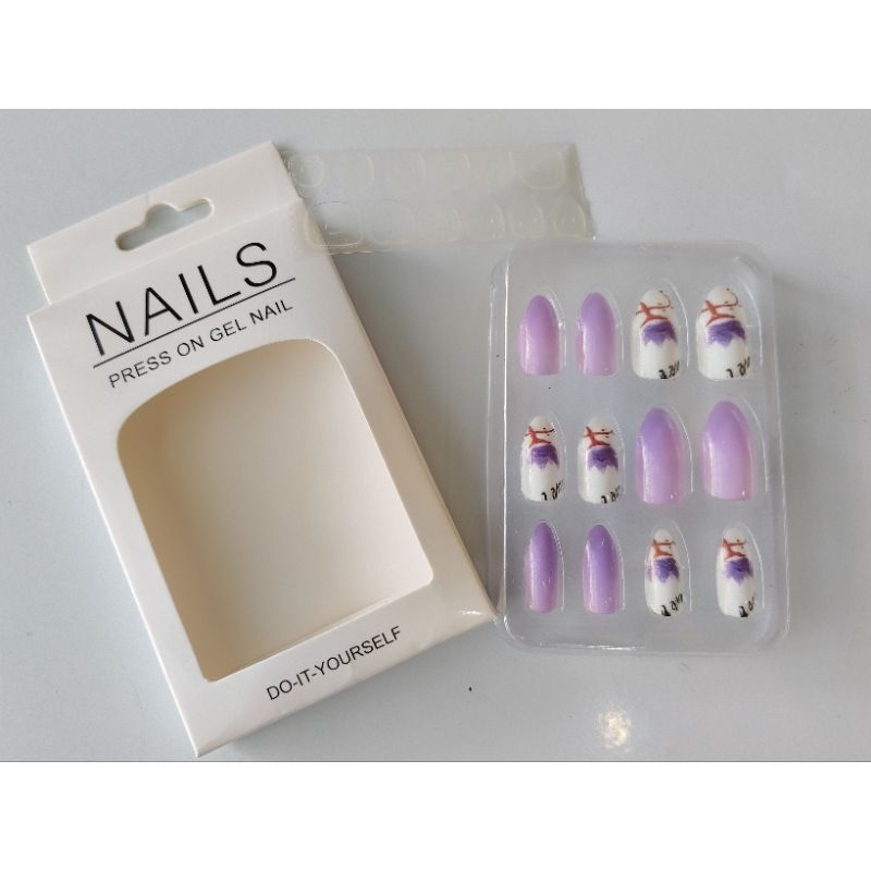 kuku palsu motif + lem | kuku pasangan cantik | kuku lucu | murah