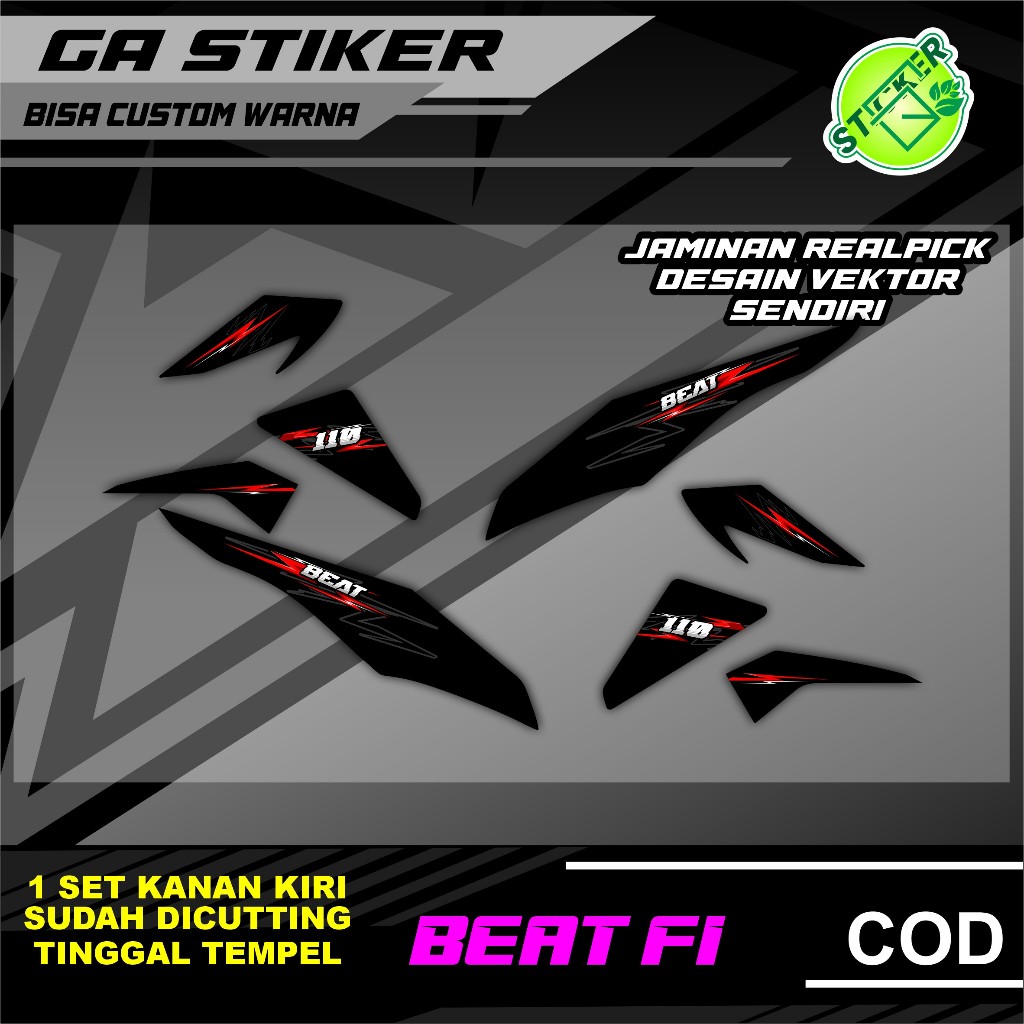 STRIPPING KEREN MOTOR HONDA BEAT FI 2012 2013 2014 2015 2016 PETIR SIMPEL STIKER SELEB KEREN SUDAH D