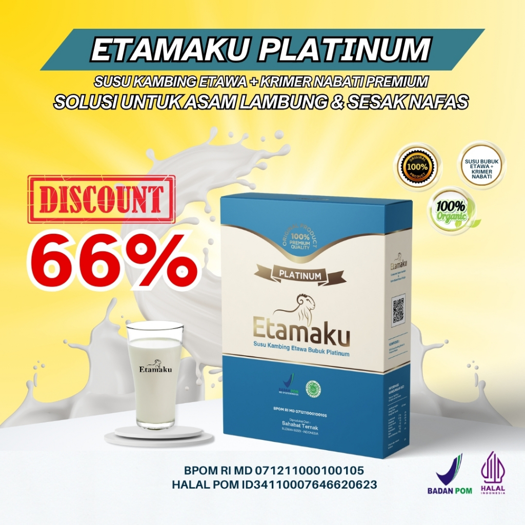 

Susu Kambing Etamaku Platinum - Susu Etawa Untuk Persendian dan Rematik - Paket 1 BOX