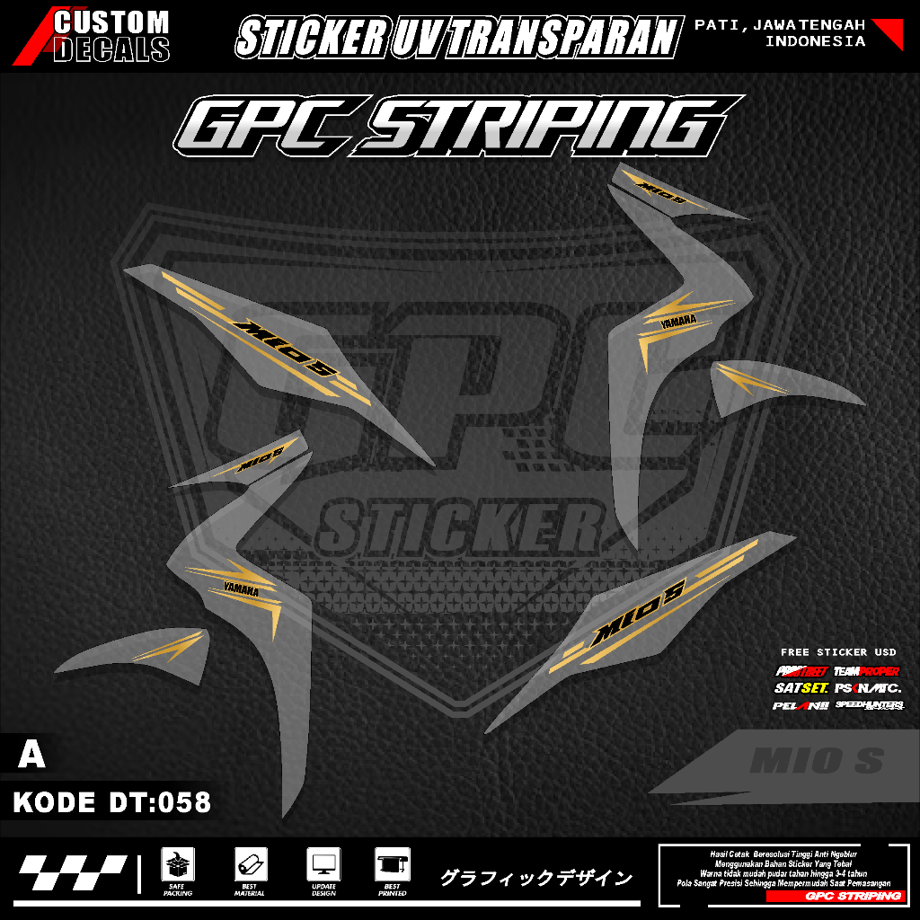 STRIPING STICKER TRANSPARAN UV YAMAHA MIO S DESAIN MINIMALIS GPC 058