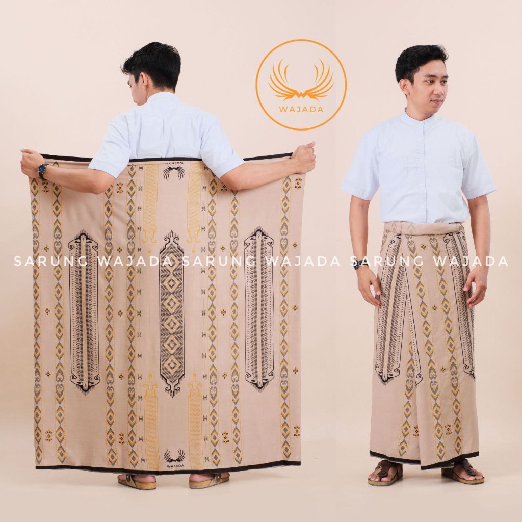 Fairyrozi Sarung Batik Pria Dewasa Santri Motif BHs Cream Print Bahan Textile Premium Halus