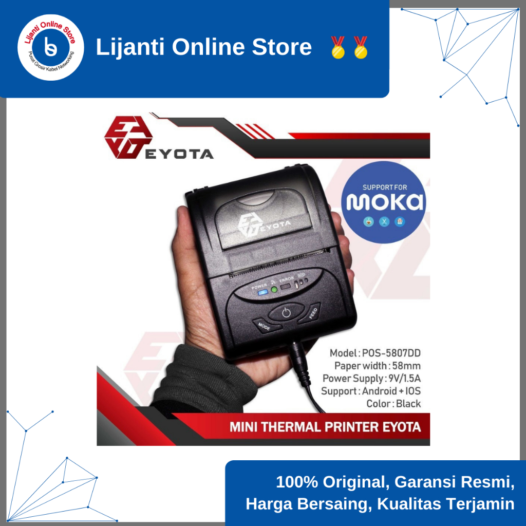 EYOTA Mini Thermal Printer POS-5807DD Oriiginal - Portable Bluetooth