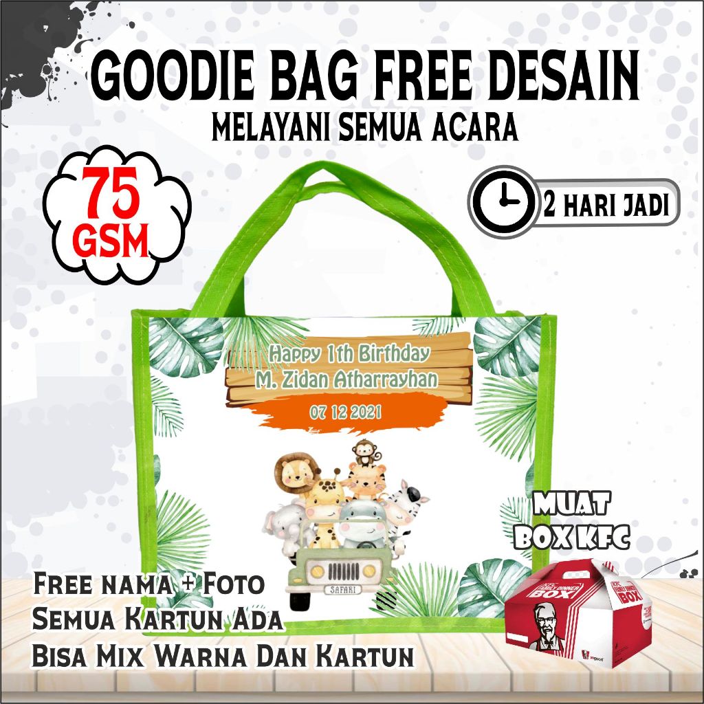 

TAS GOODIE BAG GAMBAR BINATANG/TAS JINJING GOODIE BAG/SOVENIR LEBIH MANTEP