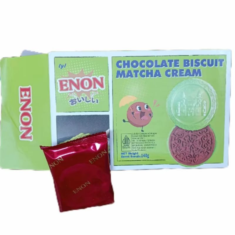 

ECERAN - Enon biscuit chocolate rasa matcha / enon biskuit lapis coklat matcha (1 sache