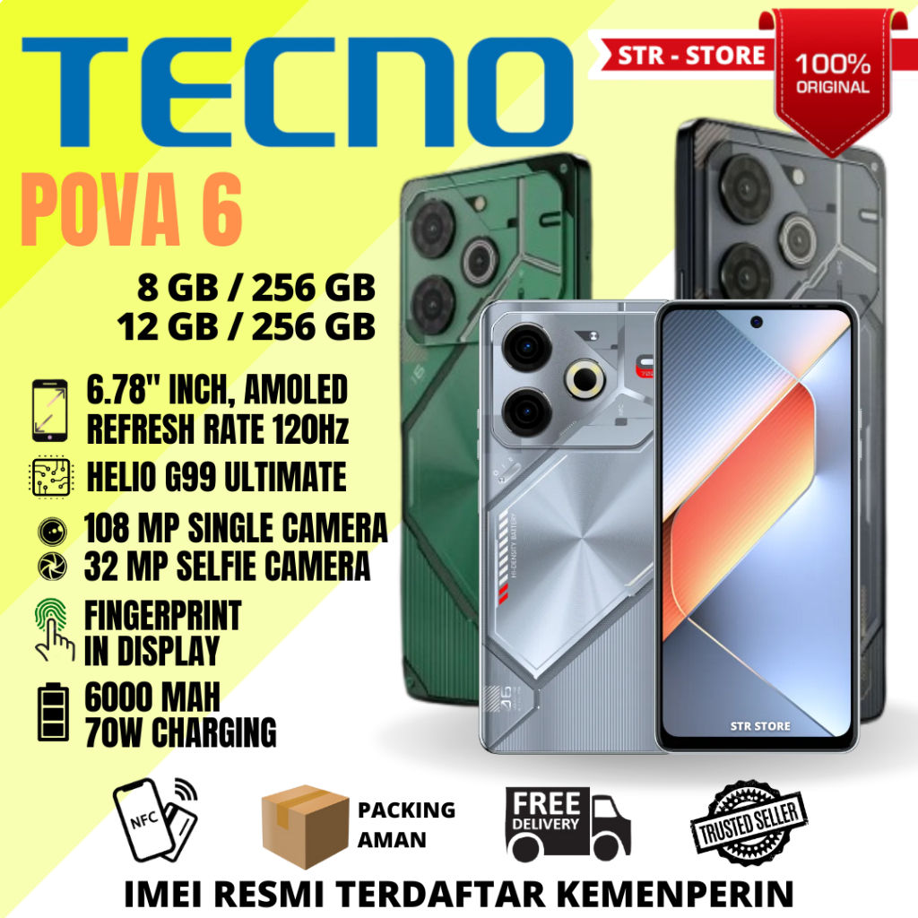 TECNO POVA 6 12/256 GB POVA 6 8/256 GB GARANSI RESMI TECNO - TECNO POVA 4 8/128 GB GARANSI RESMI TEC