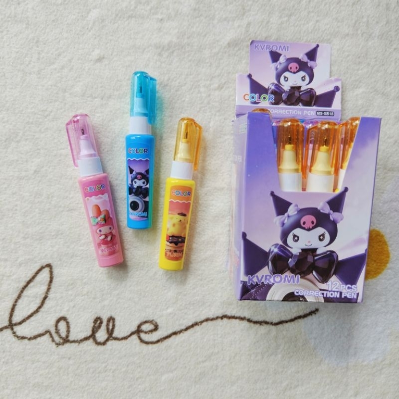 

type X cair | tip ex cair | correction fluid motif Sanrio kuromi melody pompurin