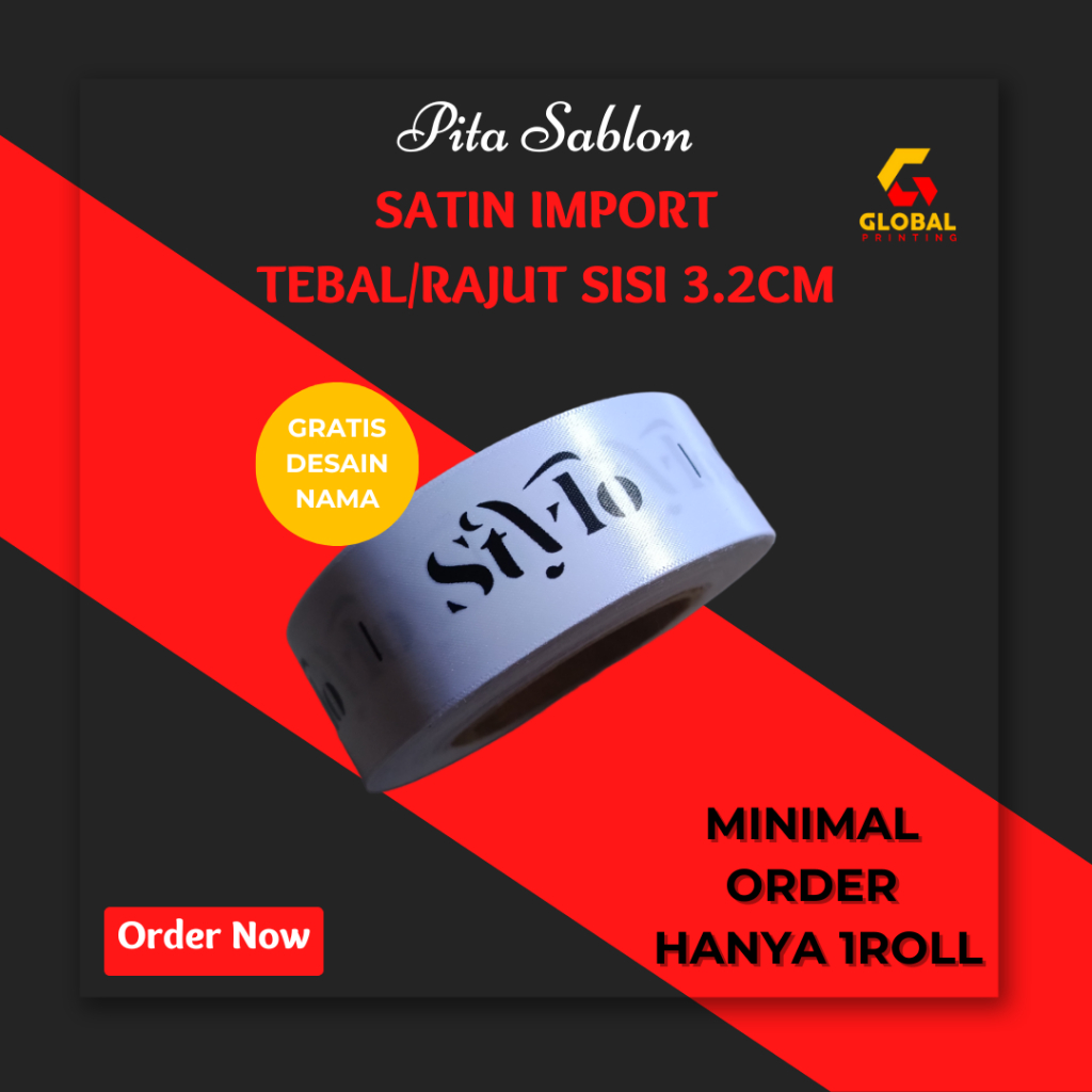 

Cetak Pita Label Satin Import Rajut Sablon Label Kustom Label Merk Brand High Quality