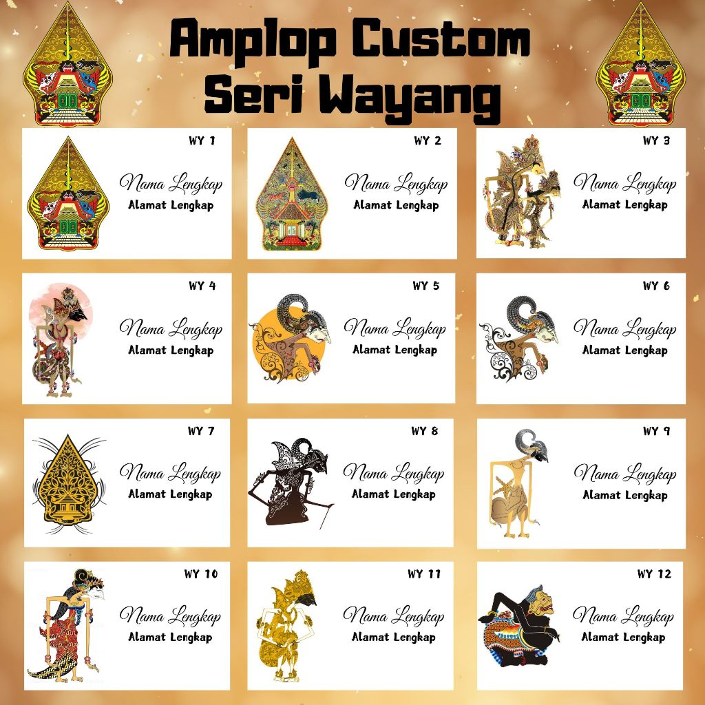 

100 pcs AMPLOP CUSTOM - AMPLOP KONDANGAN SERI WAYANG