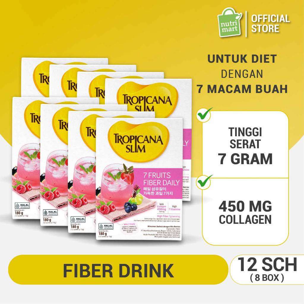 

Paket 8 box - Tropicana Slim 7 Fruits Fiber Daily Drink with Collagen ( 8 pack )