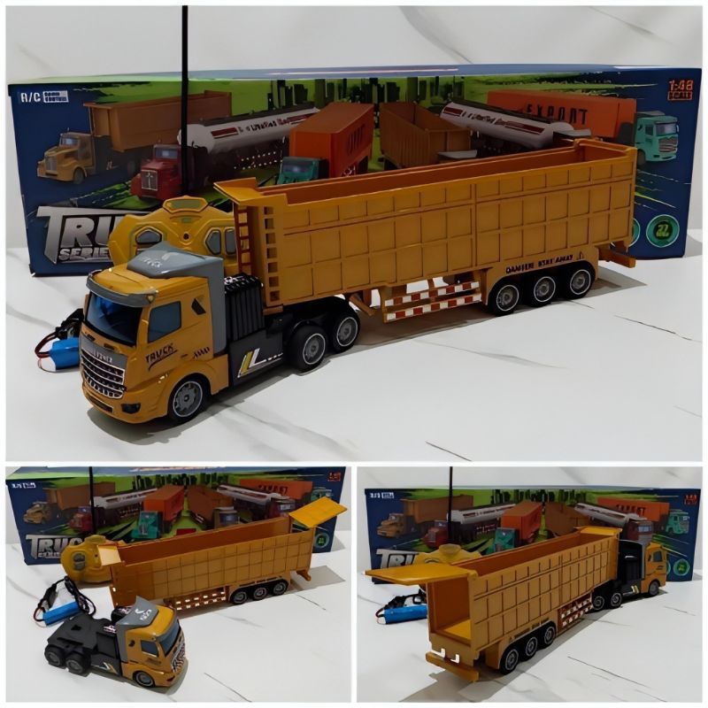 Mainan Remote Control RC Truk Kontainer Muatan Pasir Baterai Cas Anak Laki Edukasi - Mobil Mobilan R