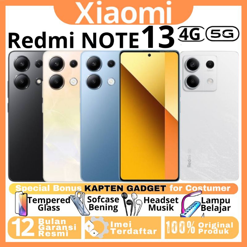 HP XIAOMI REDMI NOTE 13 4G | 5G 8/128 GB - 8/256 GB Ram upto 16GB 100% BARU ORIGINAL GARANSI RESMI
