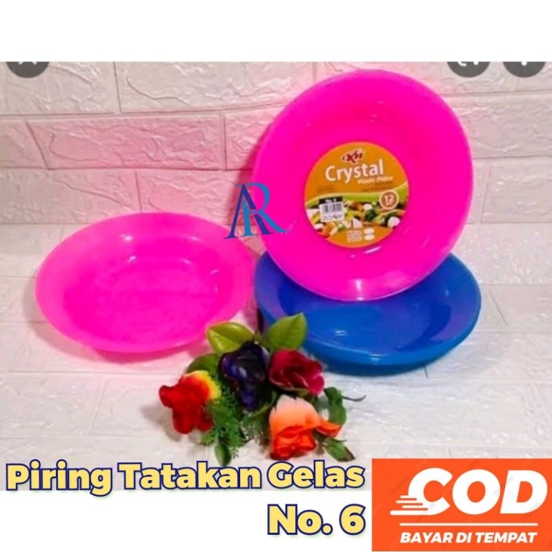 Piring Plastik KH no. 6 Murah/ 1 Lusin/ Tatakan Gelas Murah/ Piring Plastik Mini
