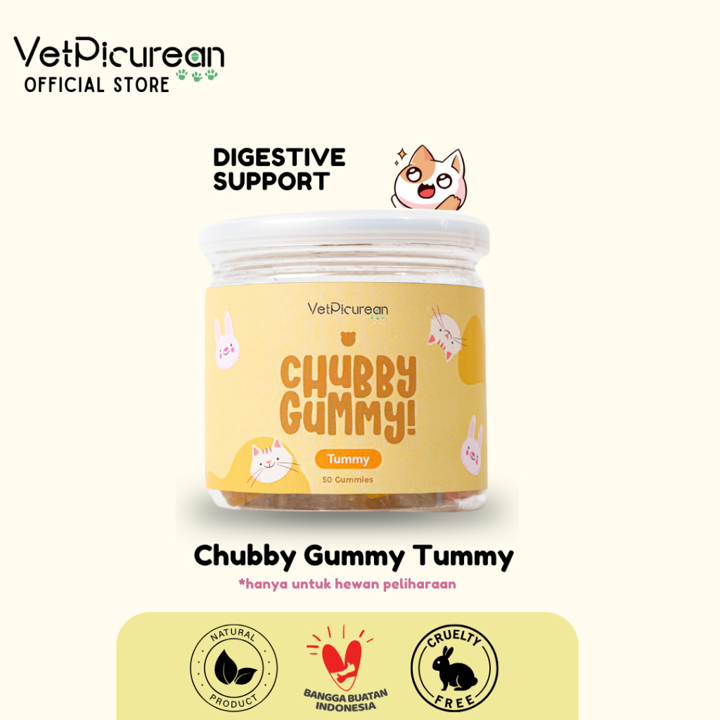 Vetpicurean Chubby Gummy Tummy | Vitamin Anjing Kucing untuk Diare Muntah - SuperFood Pencernaan