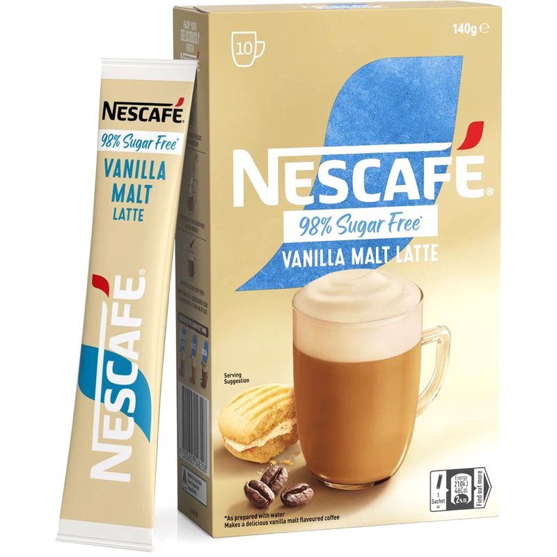 

Nescafe 98% Sugar Free Vanilla Malt Latte Coffee Sachets 10 Pack - Australia