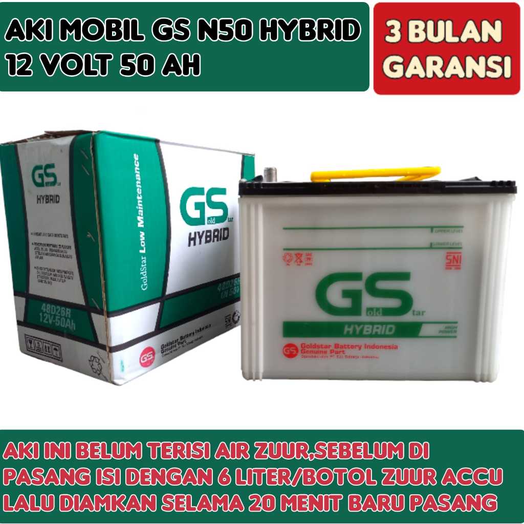 Aki Mobil Kijang Diesel/Hino/Ford Everest/Isuzu ELP/Panther GS Gold star N50 Hybrid 50 Ampere Belum 