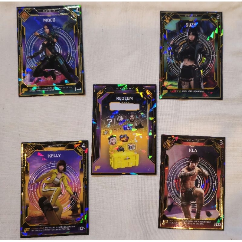 Free Fire Collectible Trading Card/4 RARE ITEM + 1MYSTERY CARD