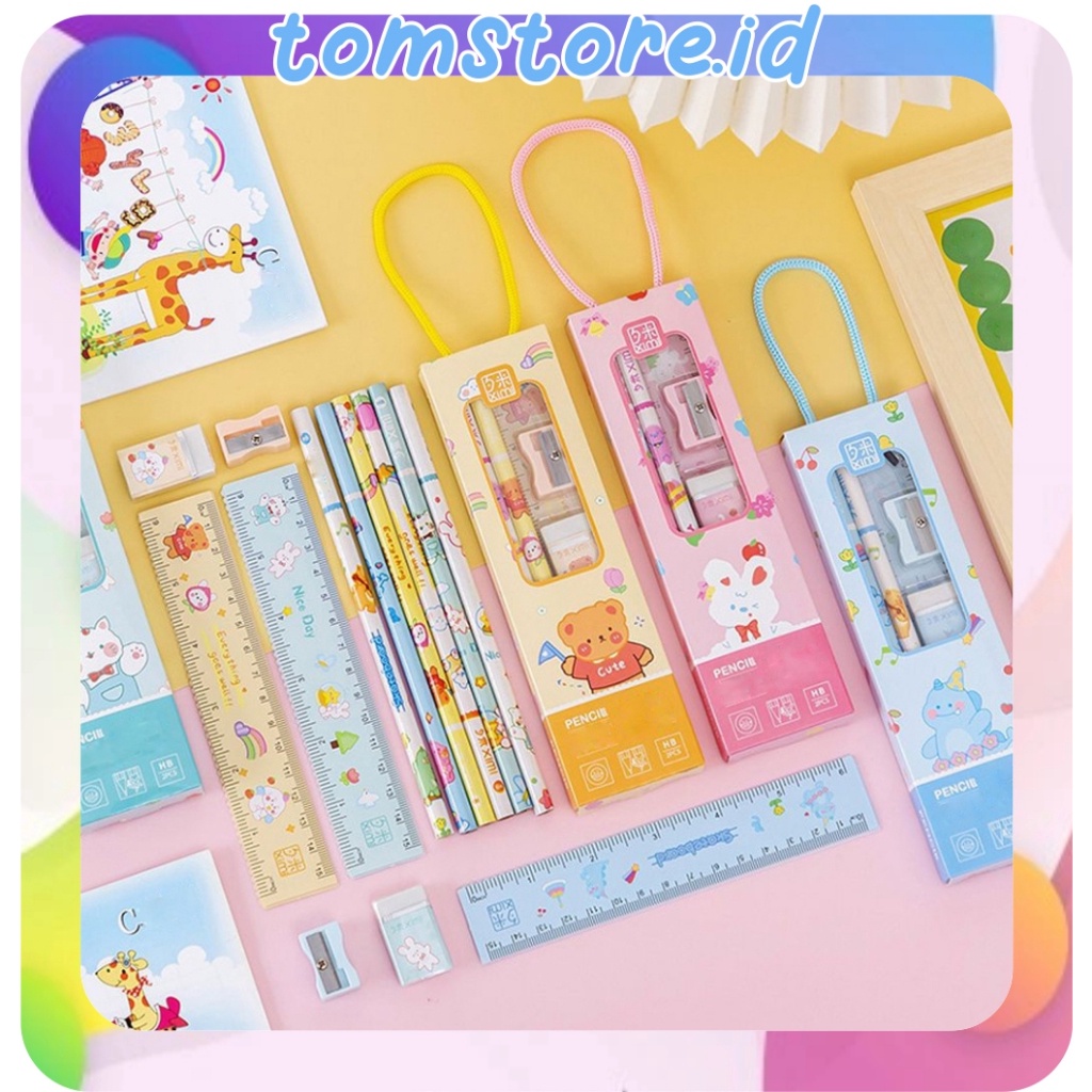 

BARANG ORIGINAL TOMSTOREID pensil setSET ALAT TULIS SEKOLAH 5 in 1 KARAKTER LUCU S84