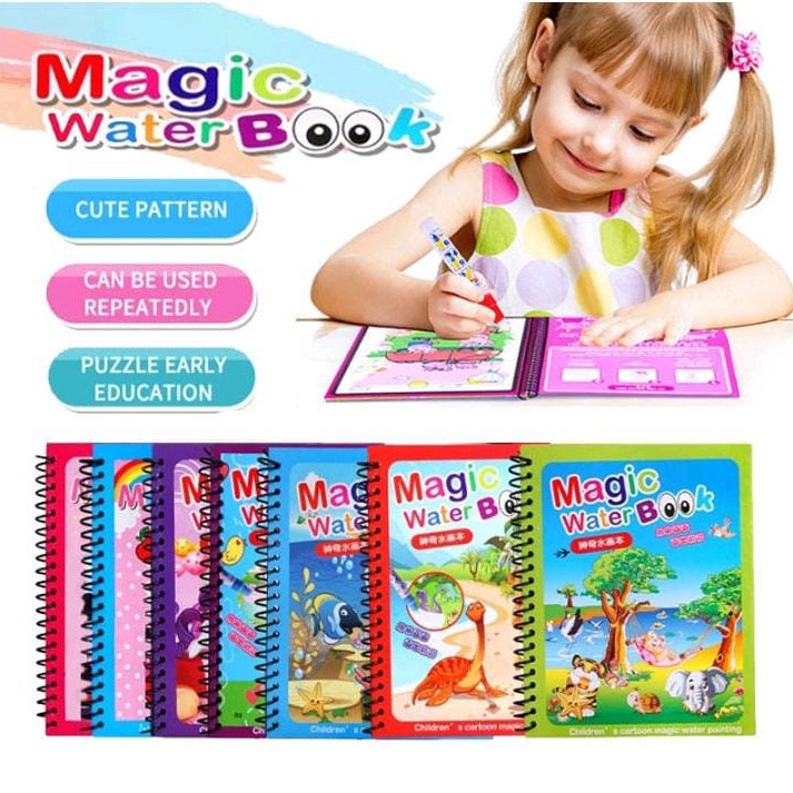 

TERBARU Magic Water Book Buku gambar mewarnai anak magic watter pen