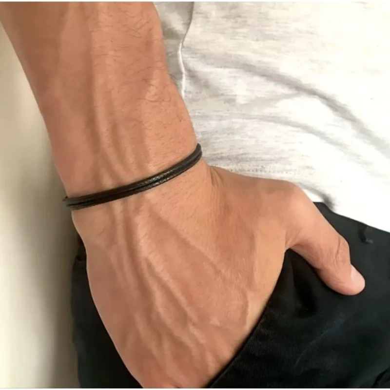 Gelang Tali Korea Polos Hitam | Gelang Serut | Gelang Pria Wanita Anak | Gelang Tali Serut