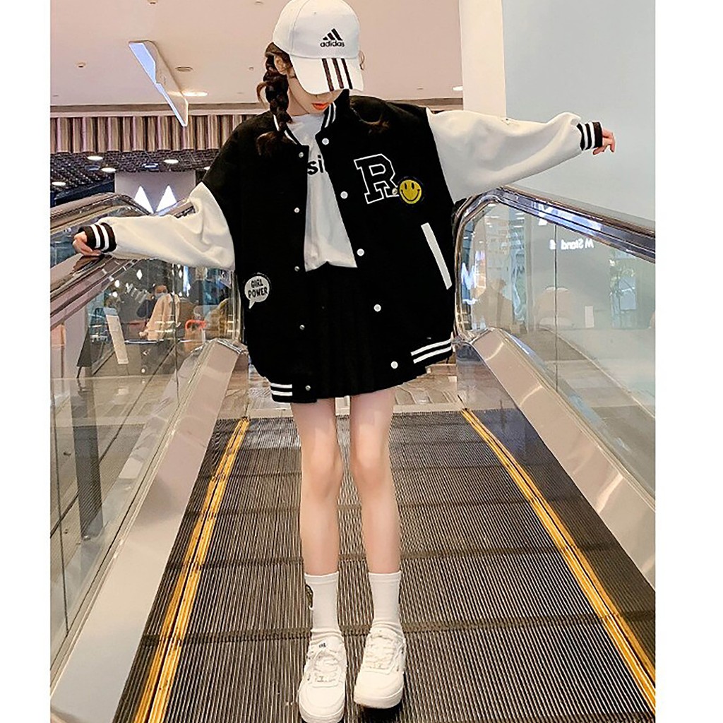 Varsity Jaket Baseball Anak Laki laki Perempuan unisex PREMIUM Distro INIISIAL R Logo Smile ( BISA C